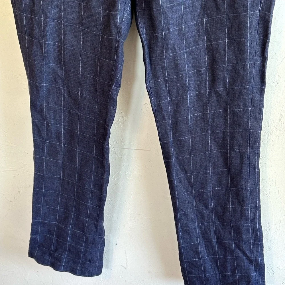 Men's Navy Plaid Dress Pants - Picture 3 of 10